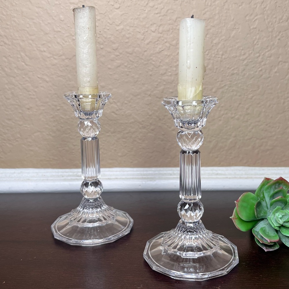 Vintage Fifth Avenue Crystal Charleston Candlesticks, Neoclassical Pair